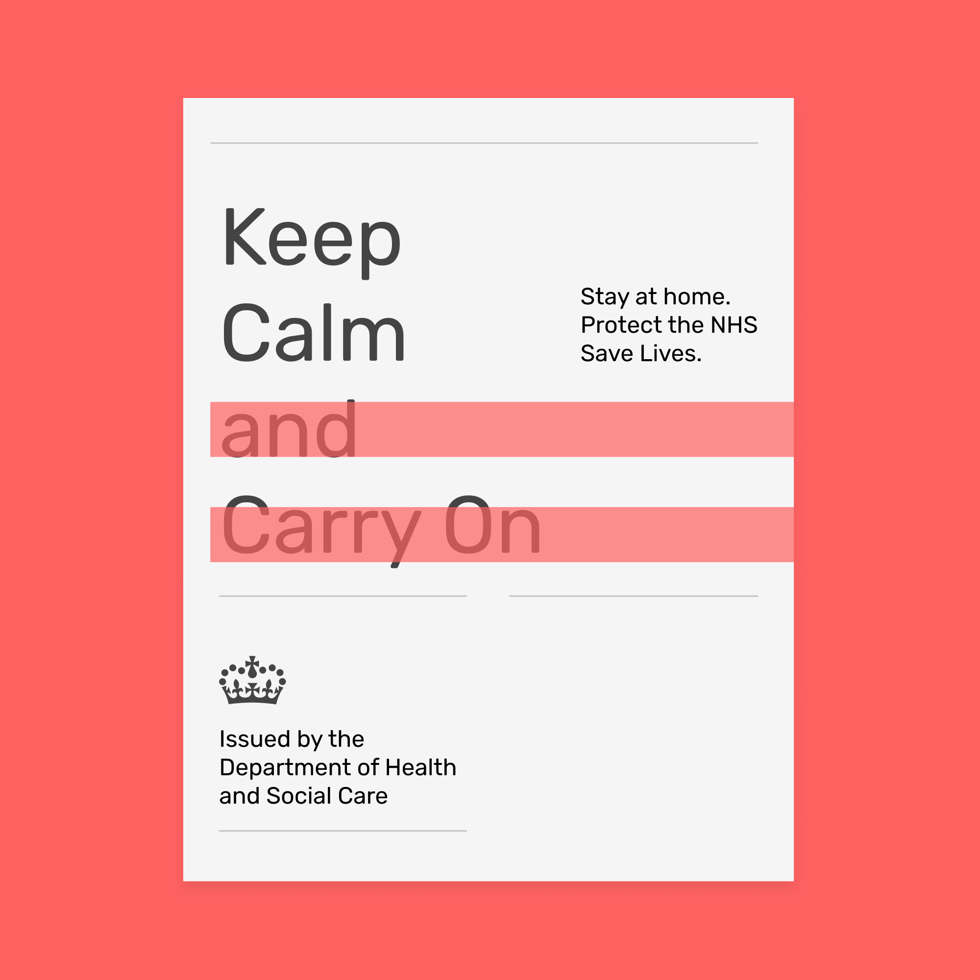 An image of a poster that says keep calm and carry on, in a swiss design style